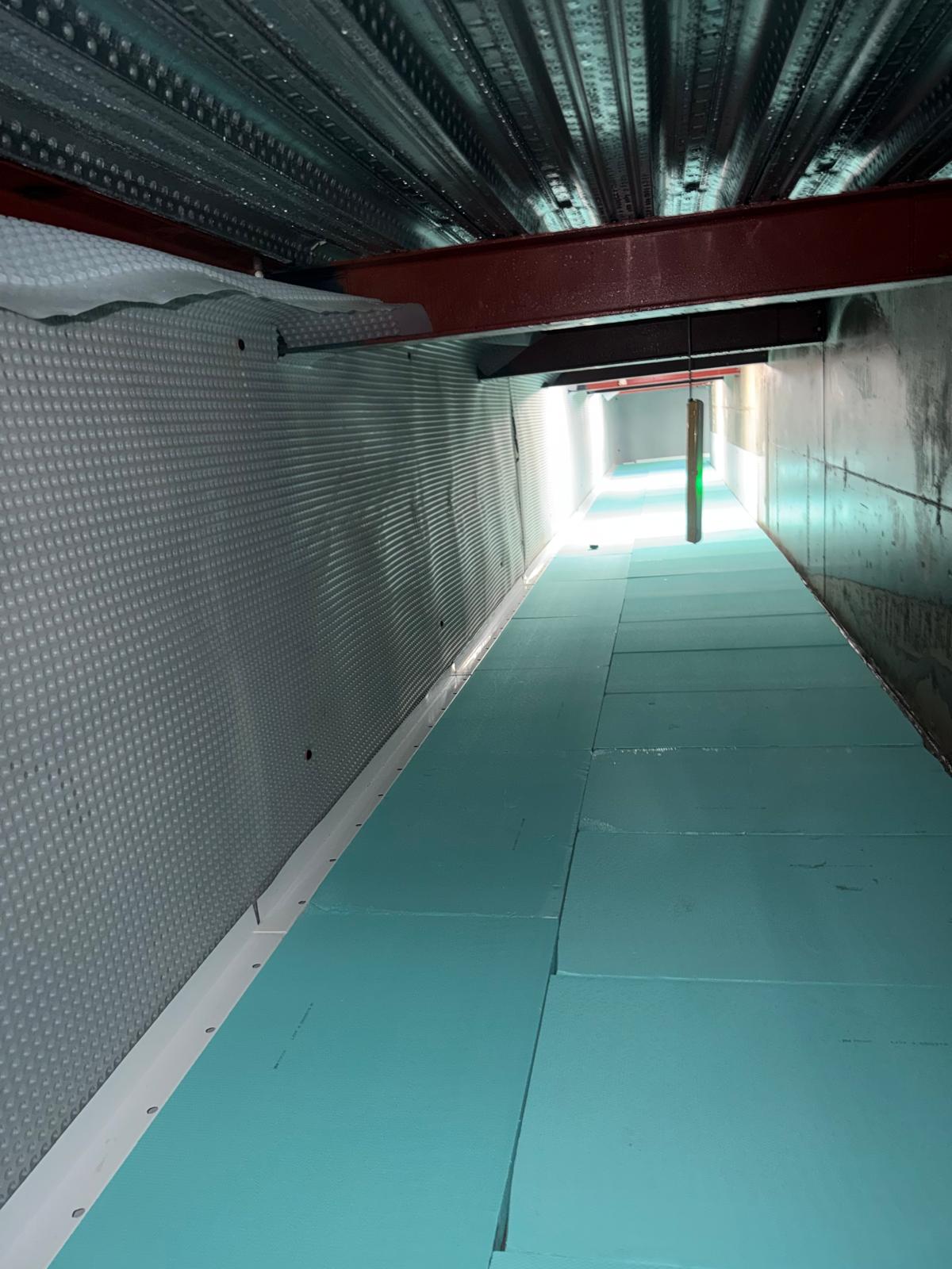 Floor protection fitted during a basement waterproofing installation